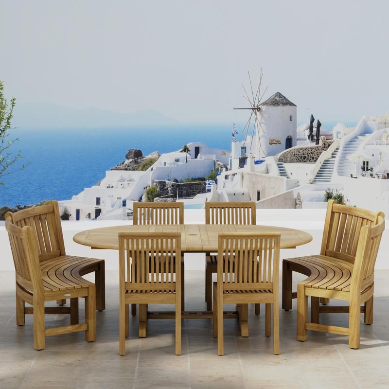 alt="70266 Martinique Sussex Teak Extension Table top view extended with butterfly leaves in v on white background"