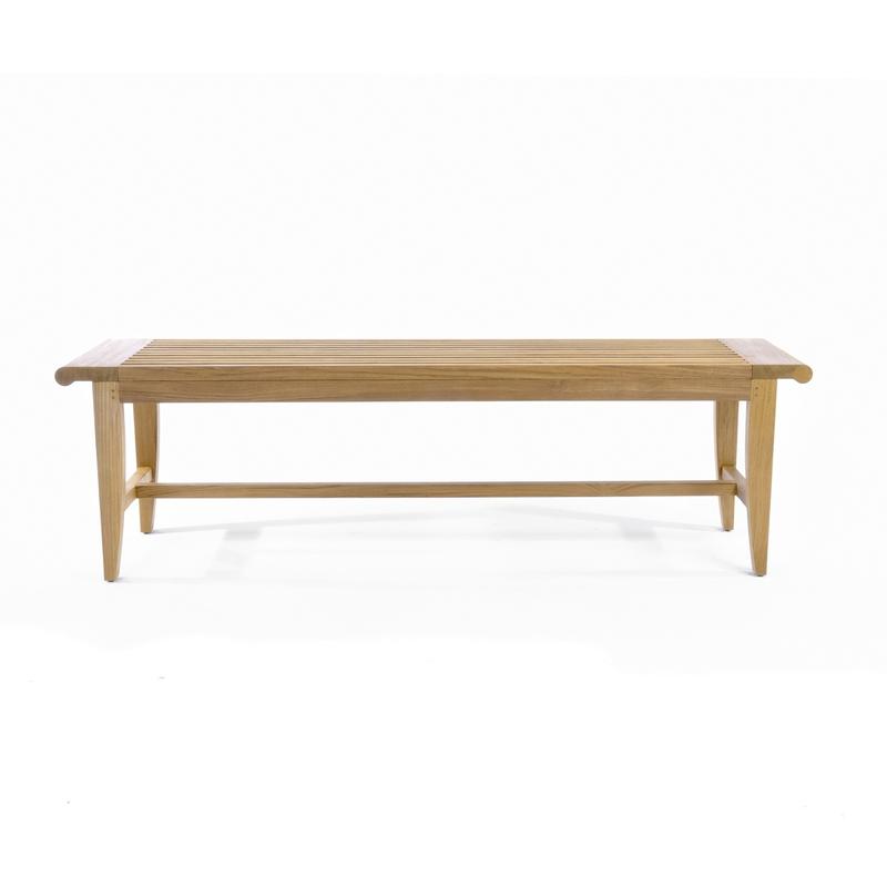alt="13916 Laguna Teak 5 foot Backless Bench side view on white background"