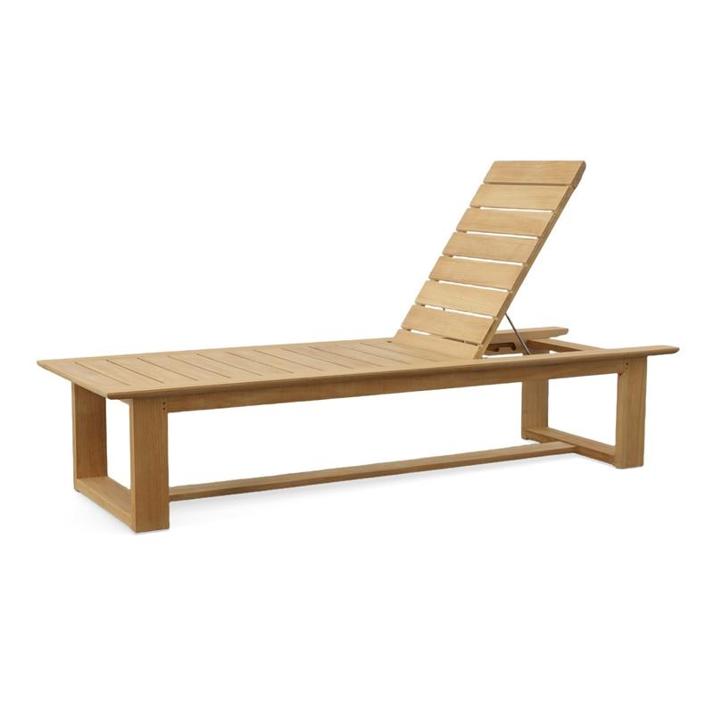 alt="Horizon Teak Chaise Lounger with Sunbrella Cushion - Picture D"