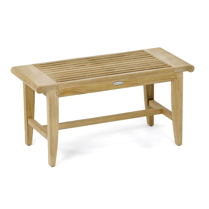 alt="13068 Laguna teak 3 foot long Backless Bench angled on white background"