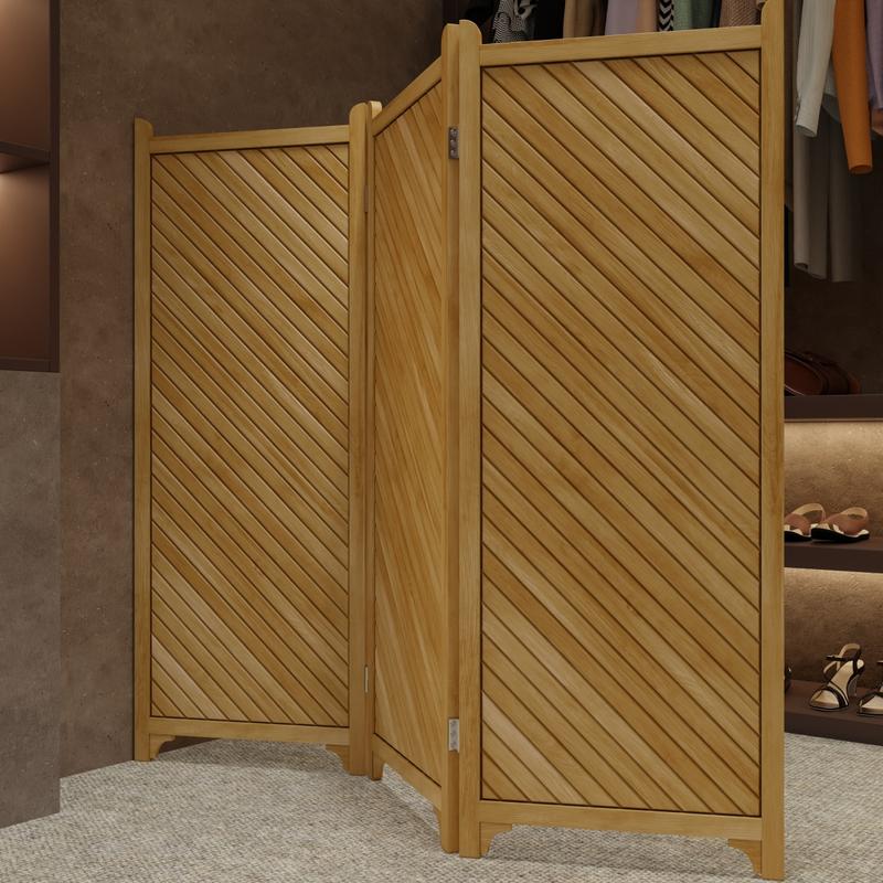 alt="18252 Veranda Privacy Screen showing closeup view on carpet in a closet showing clothes and shoes in the background "