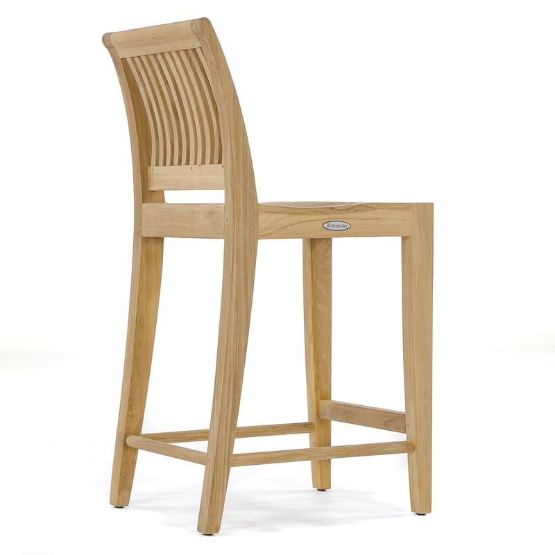 alt="11915 Laguna Teak Counter Stool in angled rear view on white background"