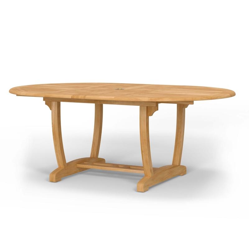 alt="15548 Martinique Teak Extension Table angled view on white background"