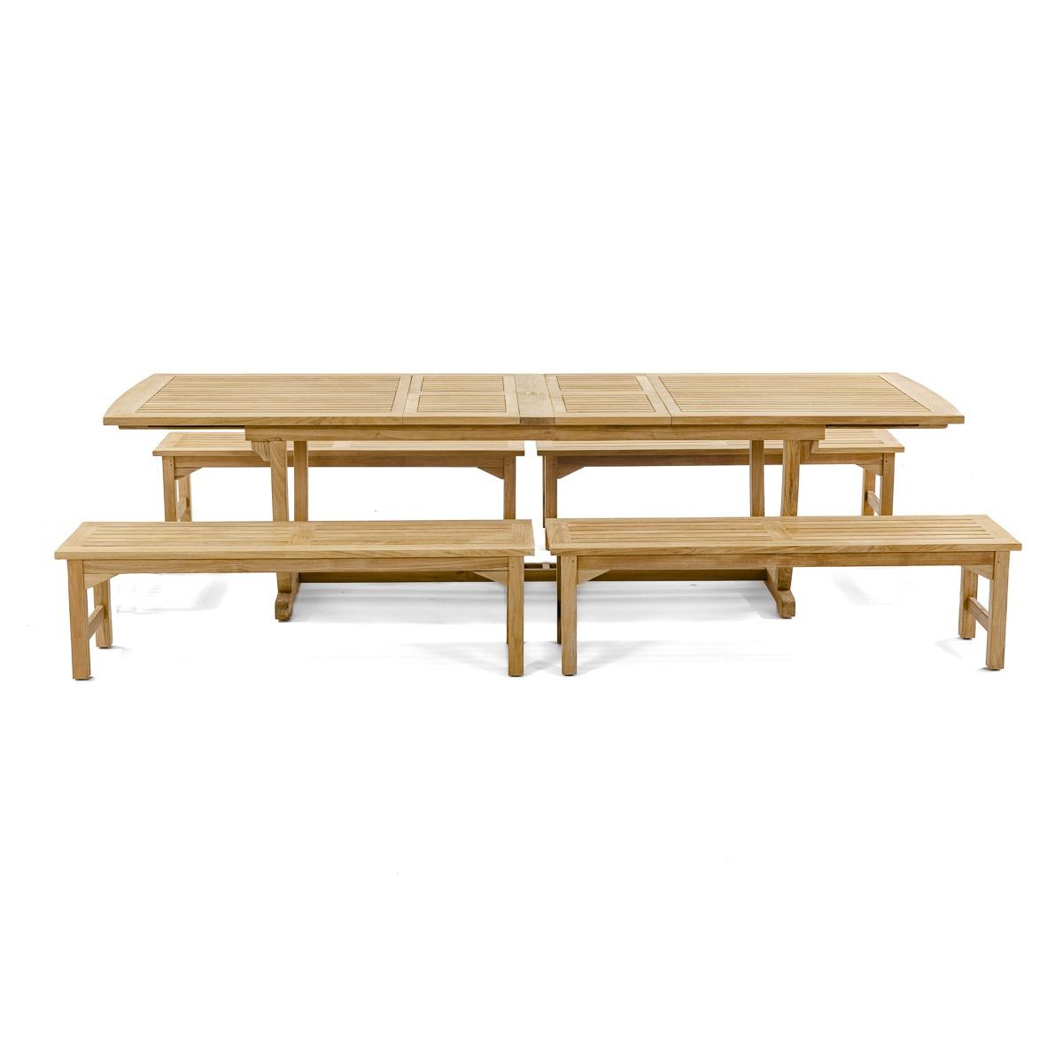 70065 Grand Veranda teak Picnic Bench Set side profile on white background