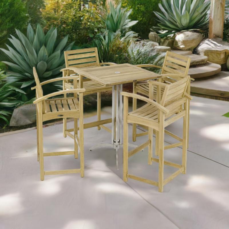 alt="Square Somerset Teak Dining Barstool Set - Picture B"