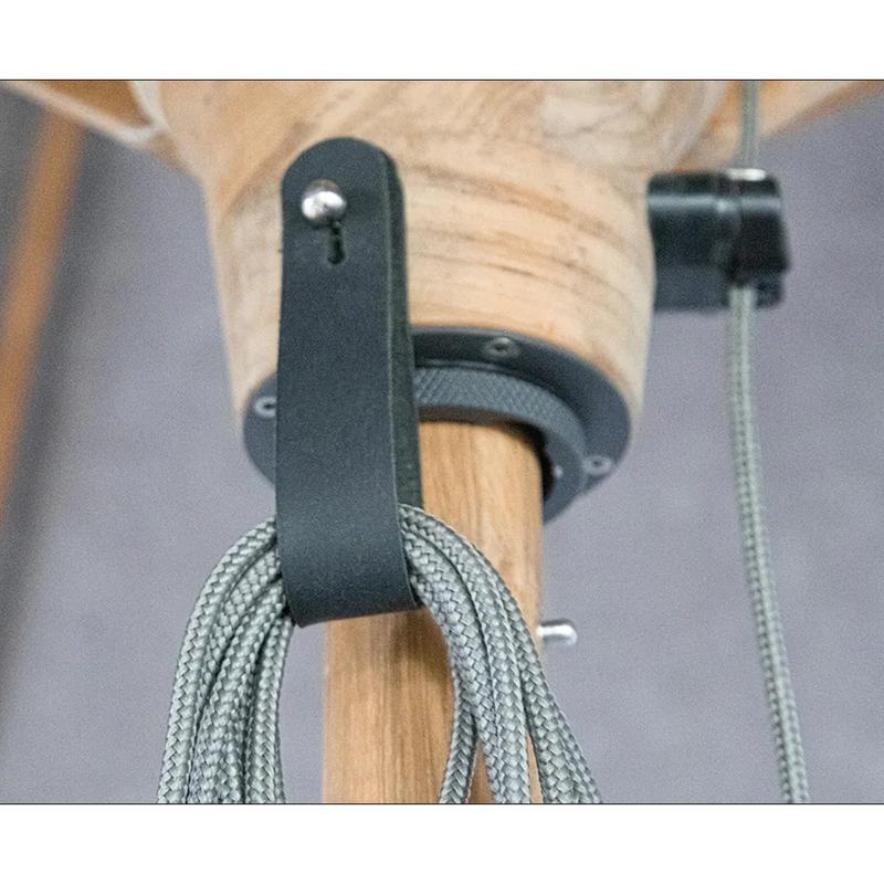 alt="58101BY - WT Square Black Umbrella Base - Long Stem - in angled aerial view on a white background"