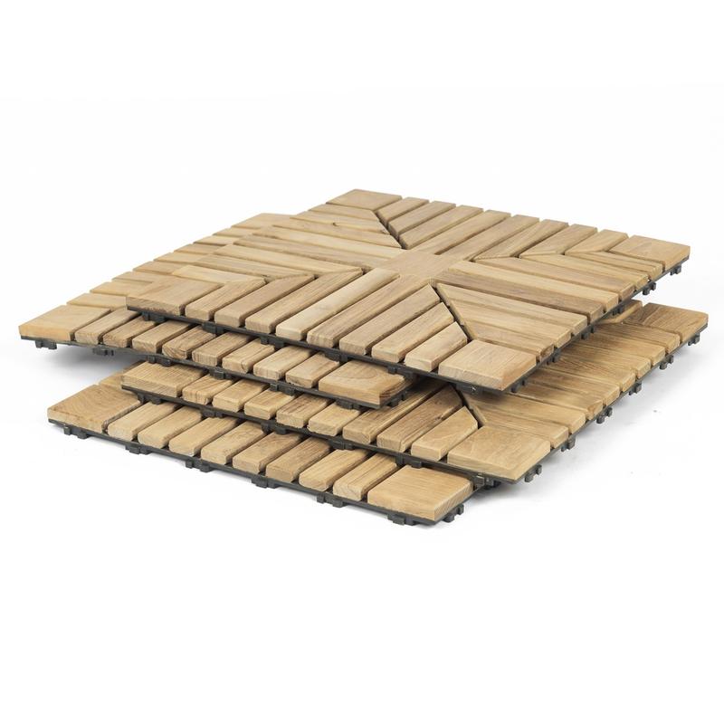 alt="18408P diamond teak tiles showing 4 stacked on white background"