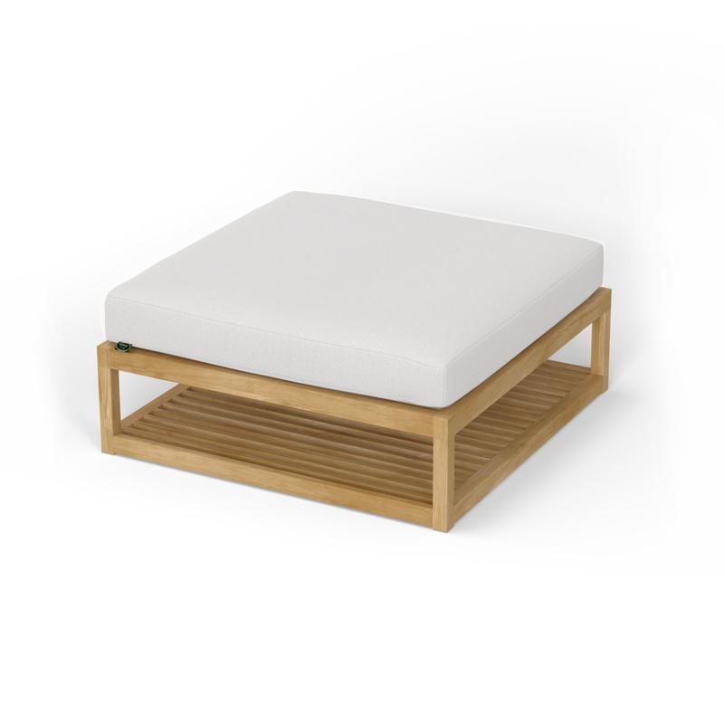 alt="Maya Teak Ottoman with Sunbrella Cushion - Picture B"