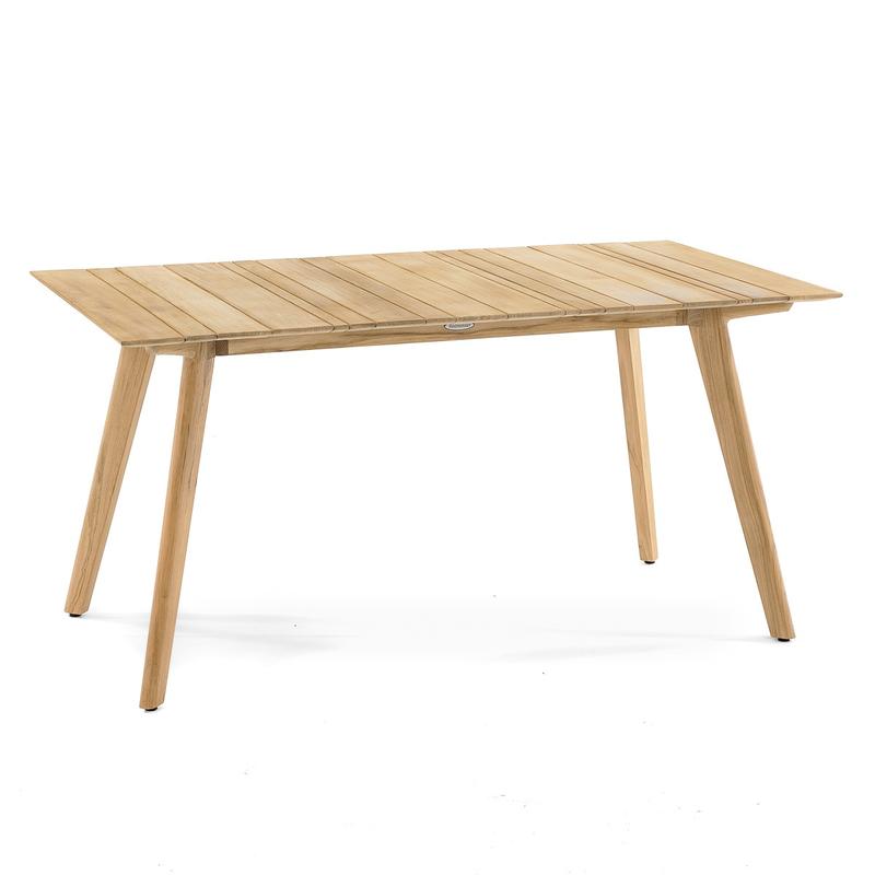 alt="15917 Surf Teak 5 foot Rectangular Dining Table side angled on white background"