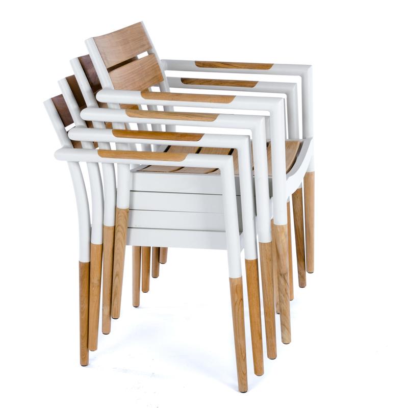 alt="mid century modern teak cast aluminum chair"