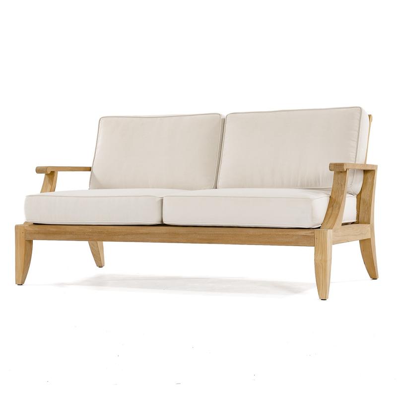 alt="13152DP laguna 2 seat sofa with cushions in angled front view on white background"