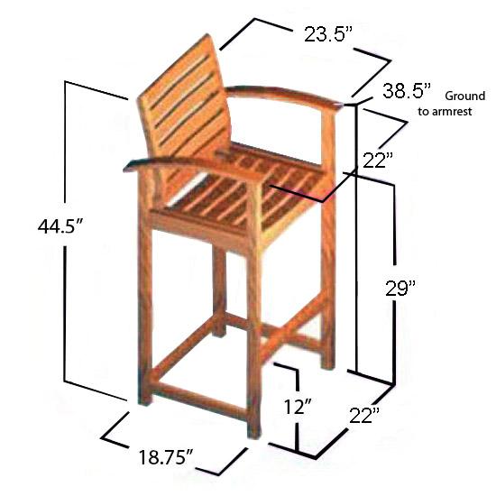 alt="Square Somerset Teak Dining Barstool Set - Picture O"