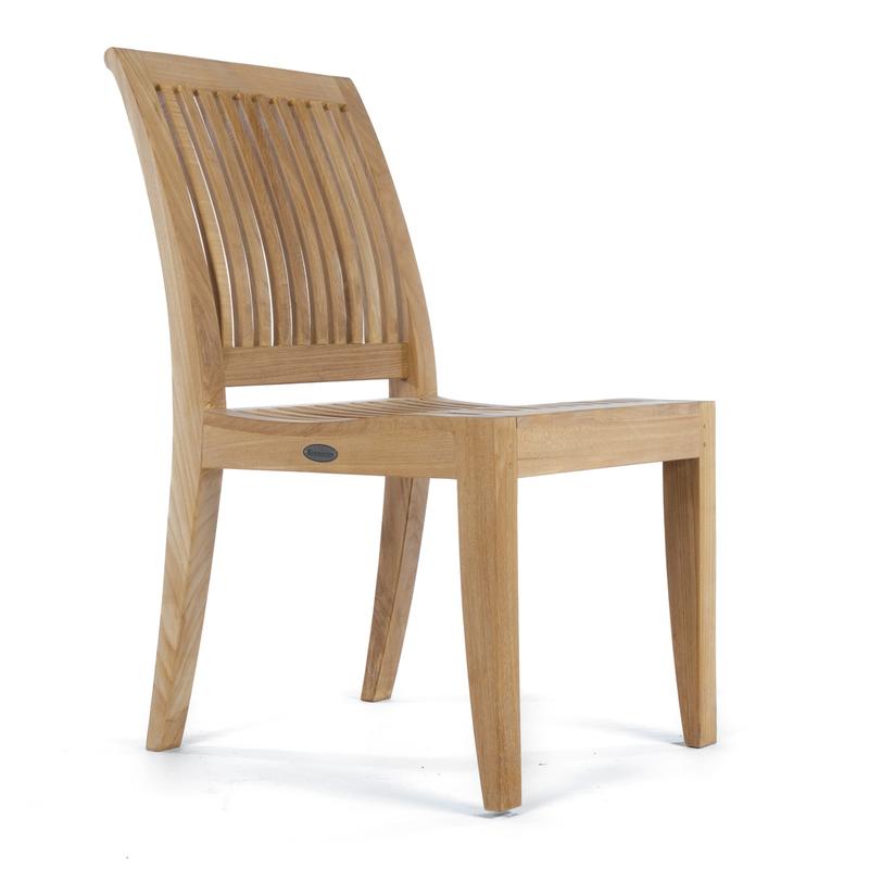 alt="70493 Buckingham Laguna teak side chair right angle view on white background"
