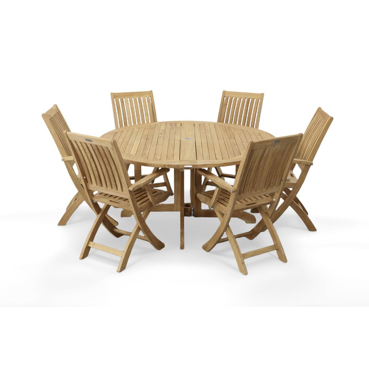 7 pc Barbuda Round Folding Dining Set — picture A