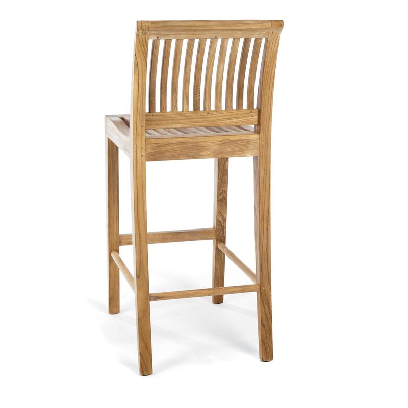 alt="70814 Laguna Teak High Back Bar Stool rear view on white background"