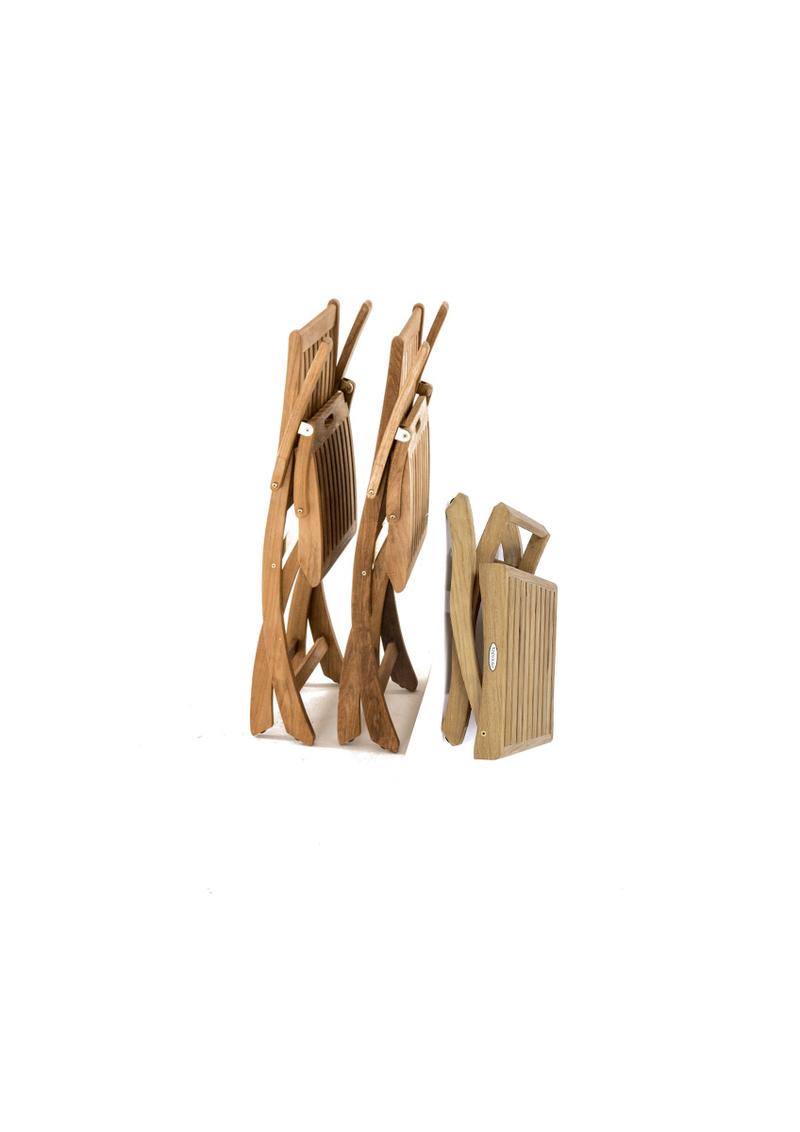 alt="70798 Barbuda Folding Teak Armchair and Ottoman folded flat in end view on white background"