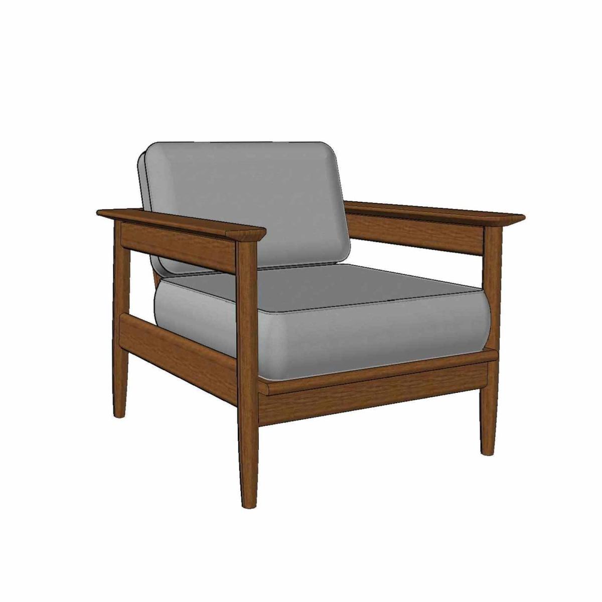 72159MTO Fika Chair Cushion on Fika Chair Teak Frame angled on white background