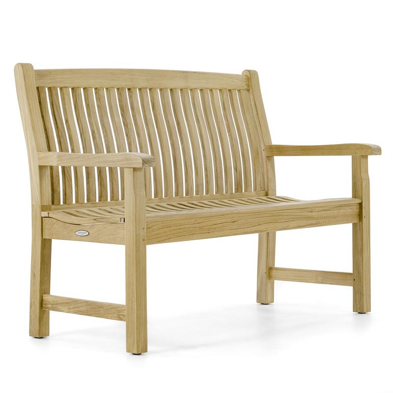 alt="13218 Veranda Teak 4 foot Bench angled on white background"