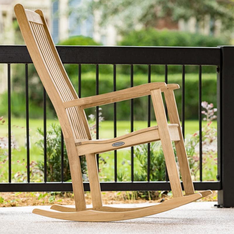 alt="12223 Veranda Teak Rocking Chair in front view on white background"