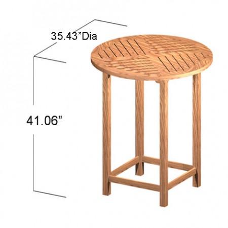 alt="70083 Somerset round teak bar table autocad on white background"