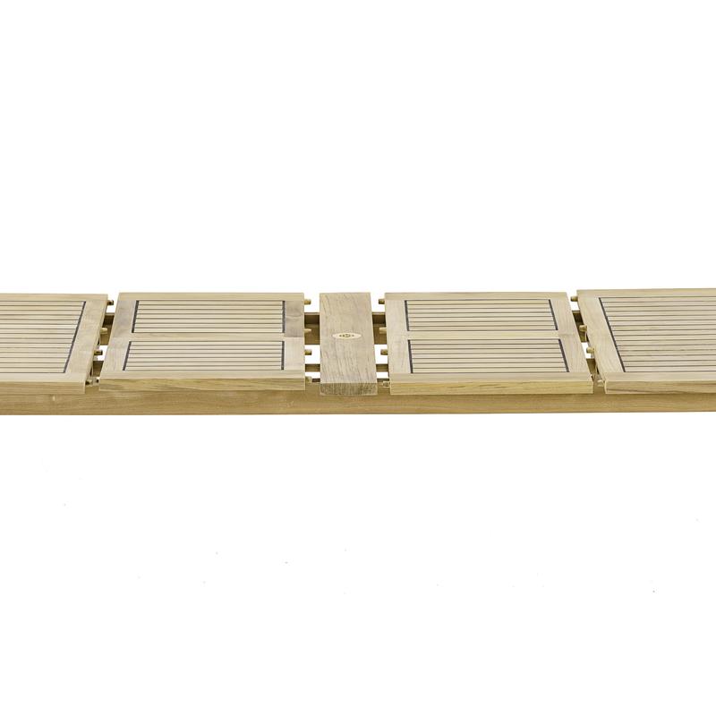 alt="15978 laguna teak extension table closeup side view on white background"