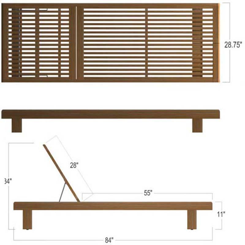 alt="16770 Horizon Teak Chaise Lounger autocad on white background"