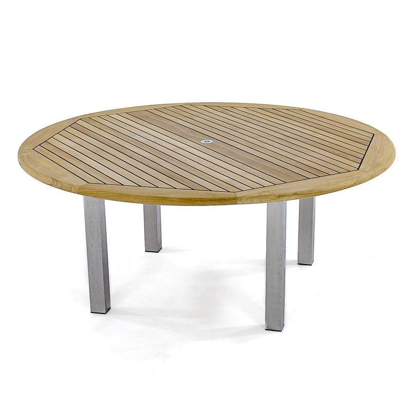 alt="Vogue Teak & Stainless Steel  Dining Set for 8 - Picture K"
