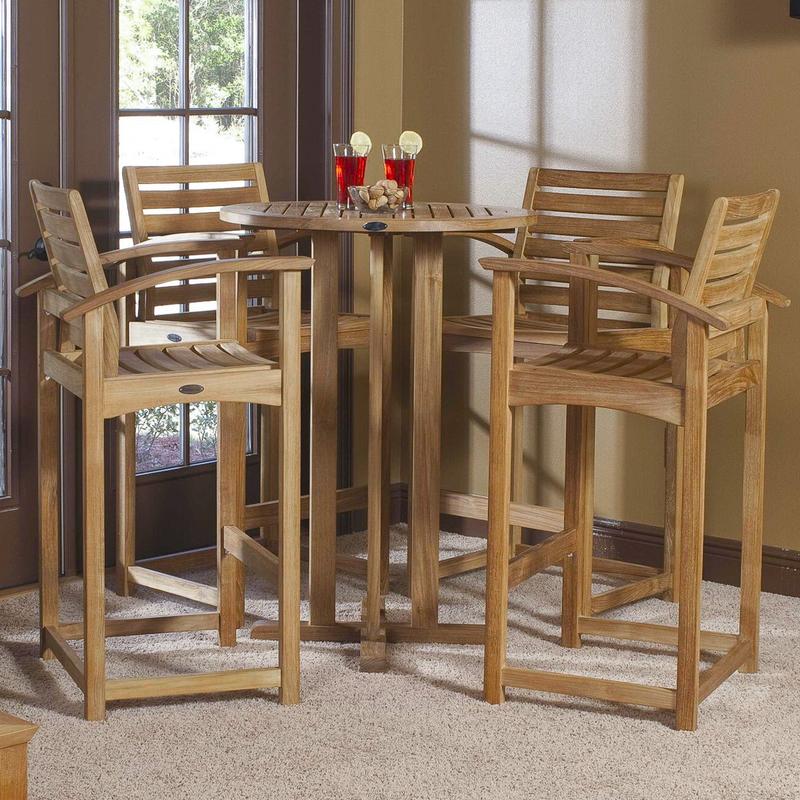 alt="70249 Somerset 5 piece Backless Bar Set on carpet interior room with 2 glasses of ice tea with lemon slices on glass rim on table in front of windows with outdoor view"
