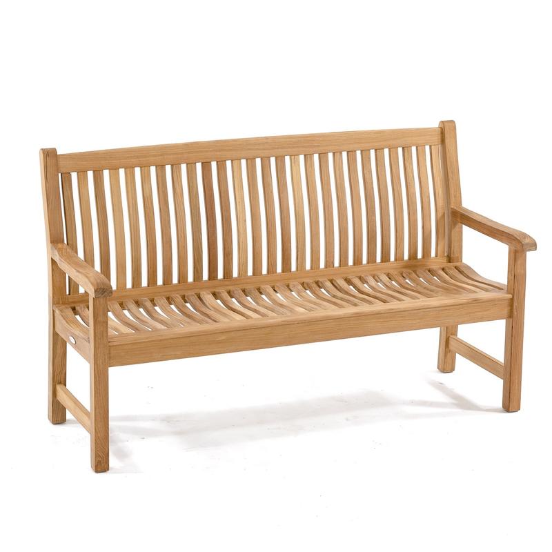 alt="13618 Veranda Teak 5 foot long Bench angled view on white background"