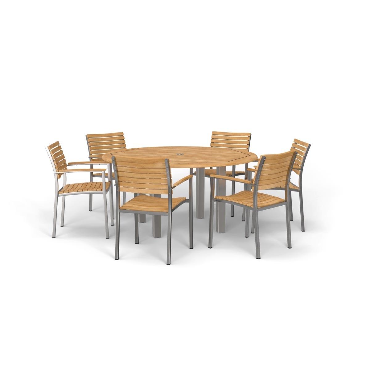 7 pc Vogue Teak & Stainless Steel Dining Set — picture A
