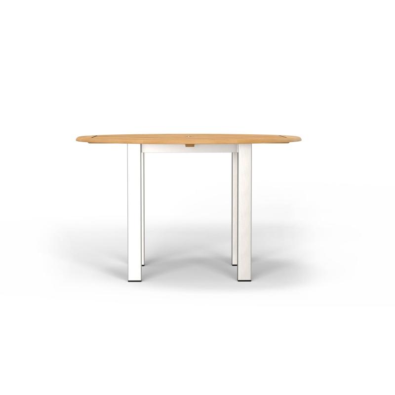 alt="4 ft dia Vogue Dining Table Teak & Stainless Steel - Picture C"
