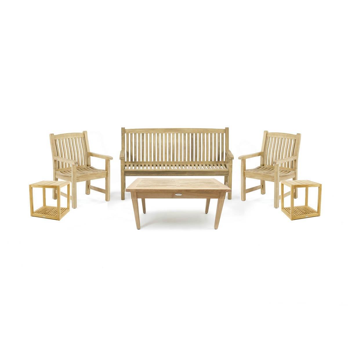 Teak Bench and Chair Conversation Set for 5 — picture A