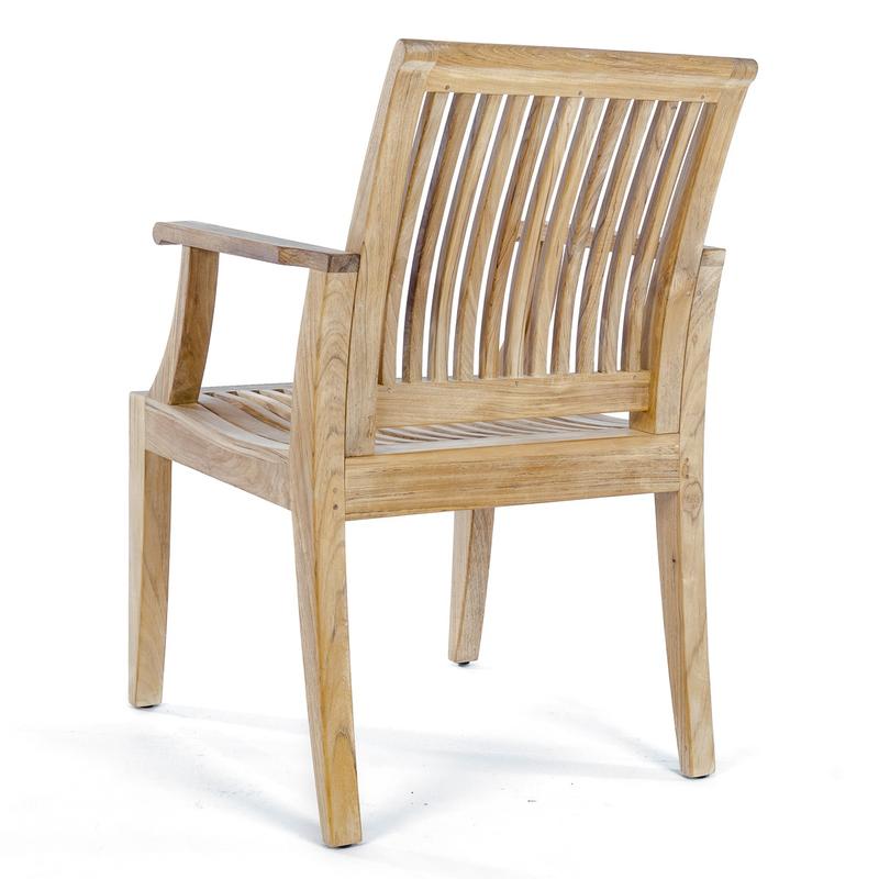 alt="12810 Laguna teak Dining Chair angled view of chair back on white background"