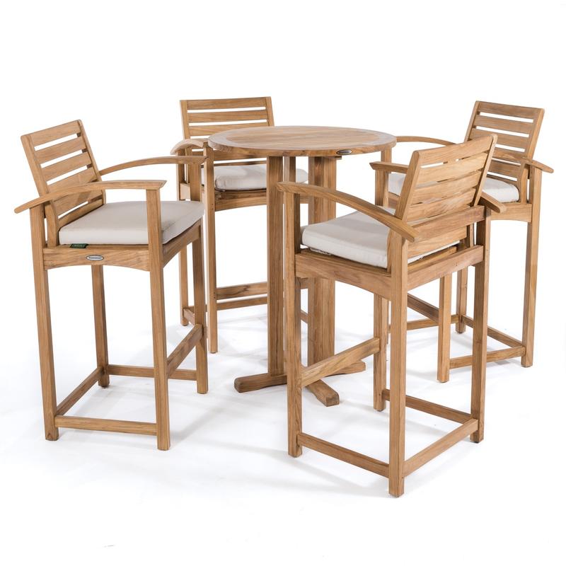 alt="5 pc Somerset Round Teak High Bar Set - Picture A"