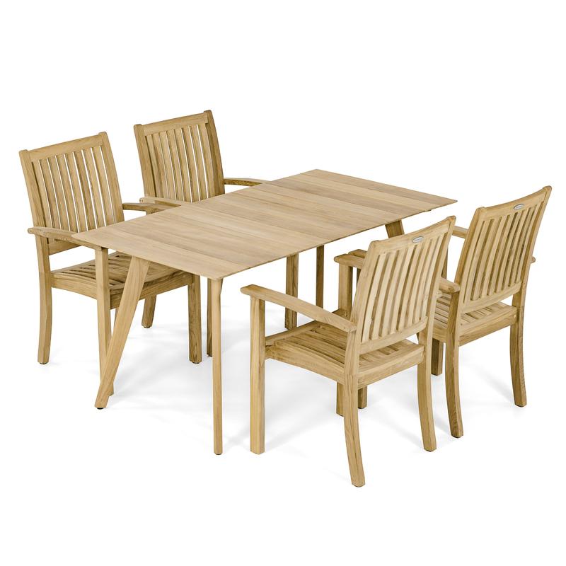 alt="70564 Surf Sussex 5 pc Dining Set of Surf 5ft Rectangular Table and 4 Sussex Dining Chairs angled on white background"