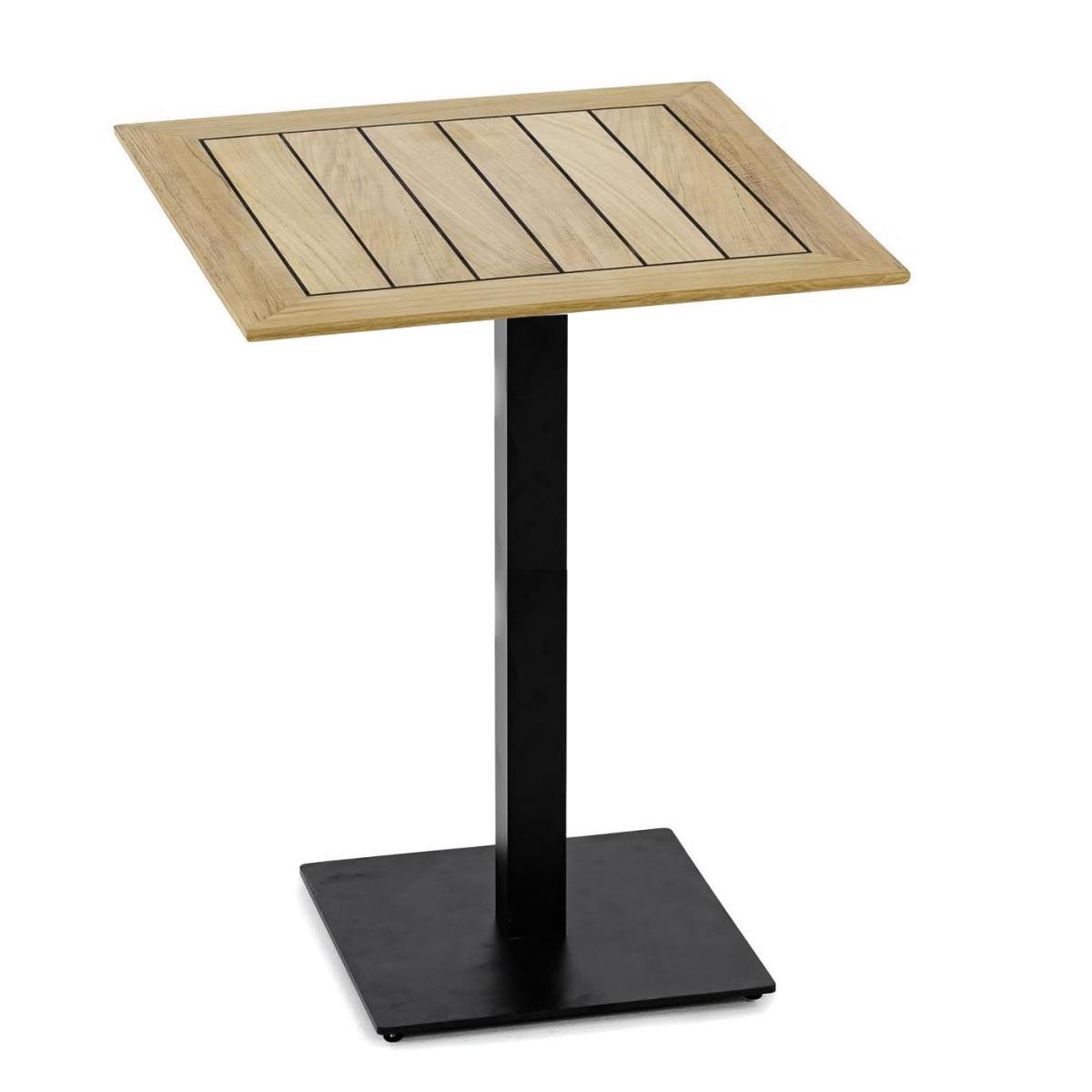 42 x 42 Restaurant Teak High Table and Black Base — picture A