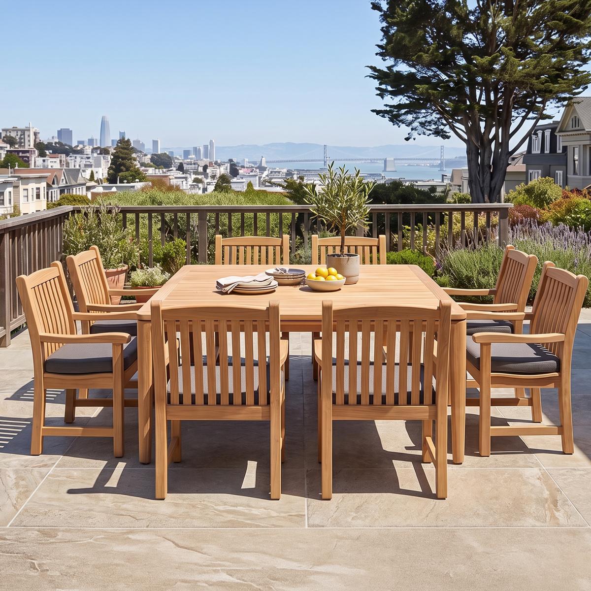 9 pc Veranda Square Teak Dining Set — picture A