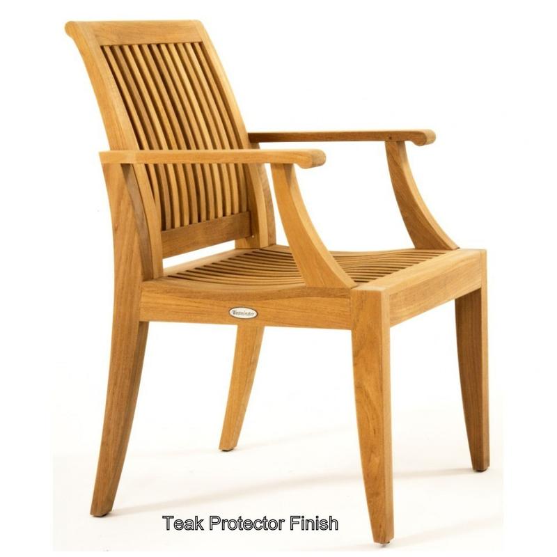 alt="12810 Laguna Teak Dining Armchair with Teak Protector Finish in angled view on white background"