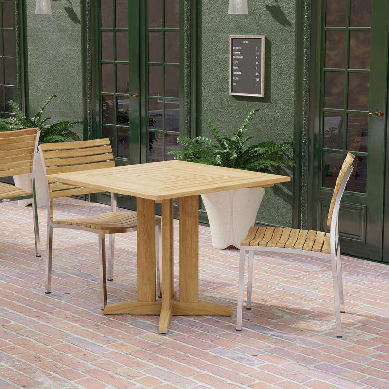 alt="Pyramid Vogue Teak & Stainless Steel Dining Set - Picture C"
