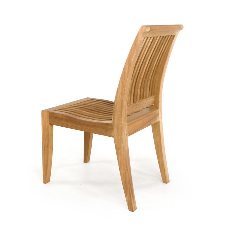 alt="11810 Laguna teak side chair rear left side view on white background"