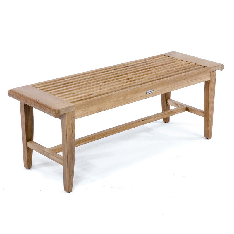 alt="13917 Laguna Teak 6 ft Backless Bench in angled view on white background"