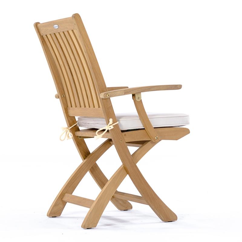 alt="12602S Barbuda Teak Armchair with optional seat cushion back angled on white background"