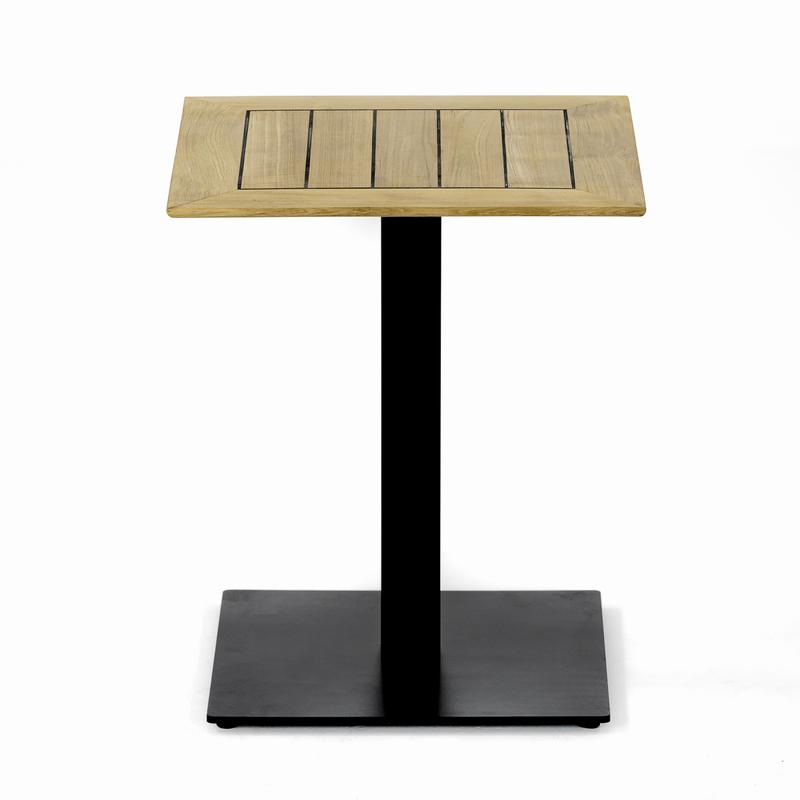alt="70700 Sussex teak 30 inch square dining table side view on white background"