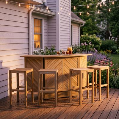 5 pc Somerset Teak Bar & Stool Set
