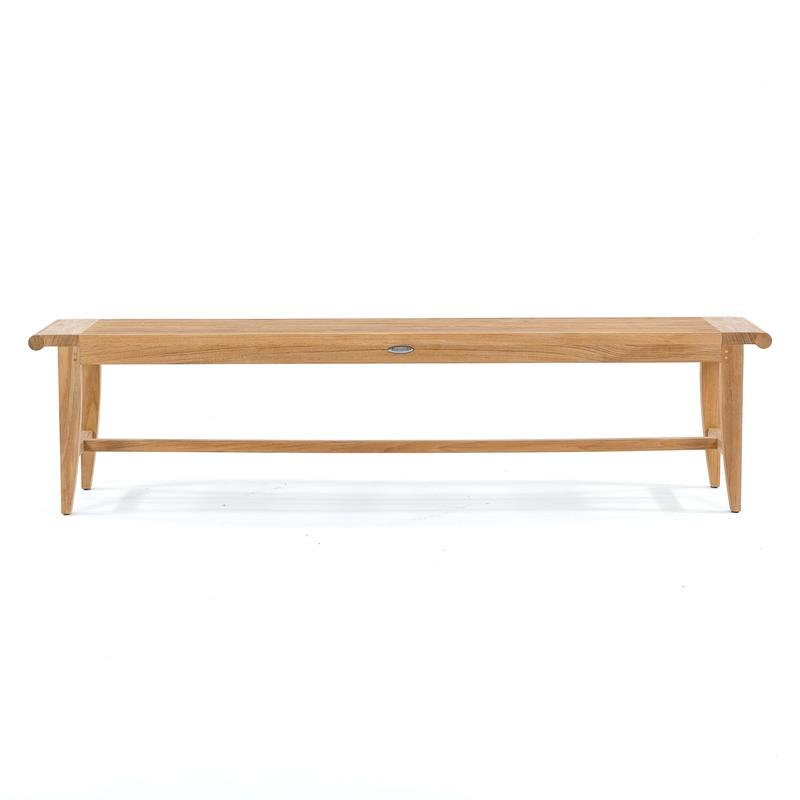 alt="13917 Laguna 6 foot teak Backless Bench front view on white background"
