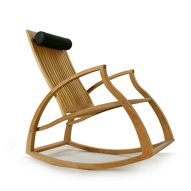 alt="70776 aria rocker showing optional cushion and headrest left side angled on white background"
