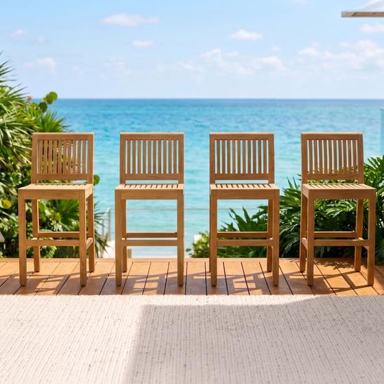 4 Laguna Teak Counter Stools