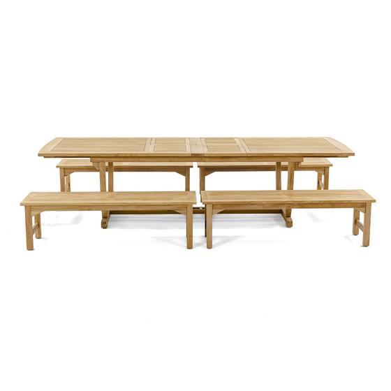 70065 Grand Veranda teak Picnic Bench Set side profile on white background