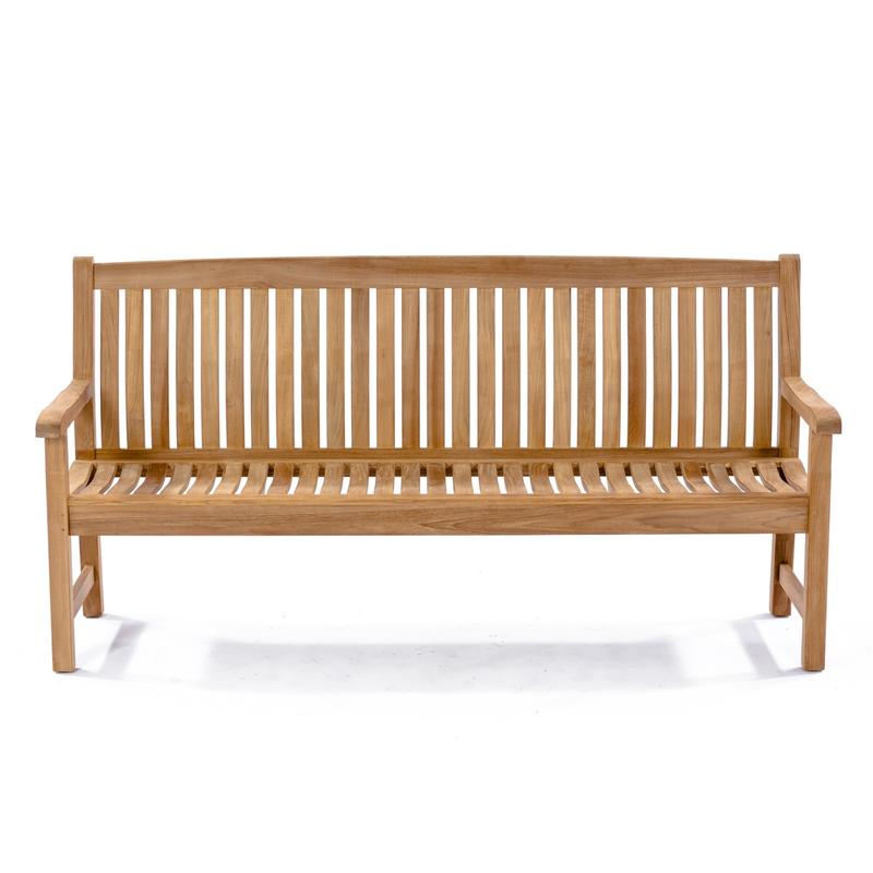 alt="13883 Veranda 6 foot long Teak Bench front view on white background"