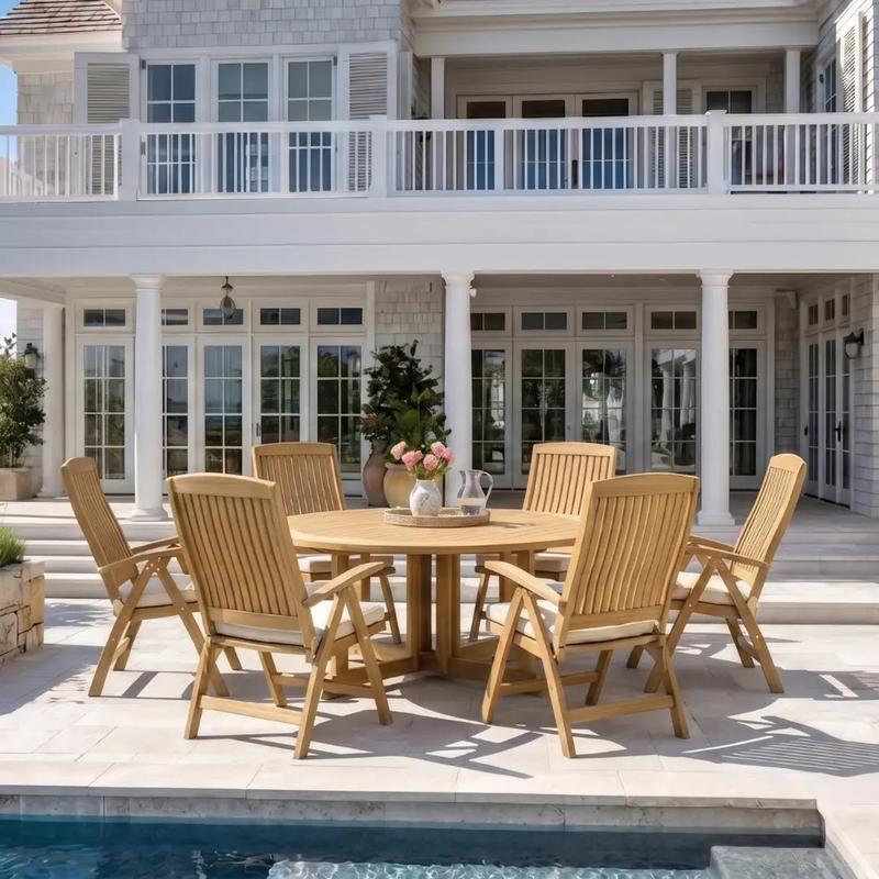 alt="7 pc Barbuda Round Reclining Dining Set - Picture A"
